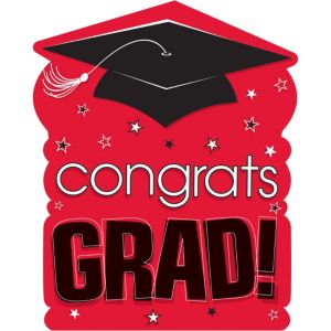 Congrats Grad Red Graduation Cutout 14in - Party City