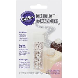 sprinkles edible accent metallic silver star wilton