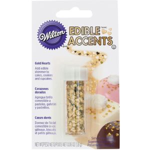 edible sprinkles accent metallic heart gold wilton