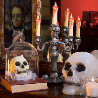 Skulls and Candelabra Mantel Idea