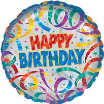 Party Streamers Happy Birthday Balloon
