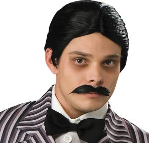 Gomez Addams Wig & Mustache Kit - Party City