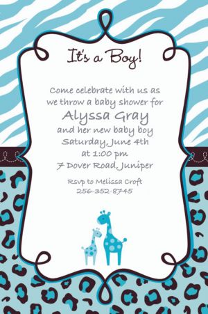 Blue Safari Baby Shower Invitations 7