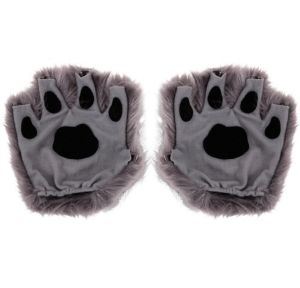 Gray Paw Fingerless Gloves - Party City