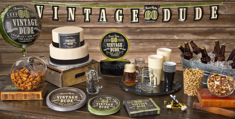 Vintage Dude 60th  Birthday  Party  Supplies  Party  City 