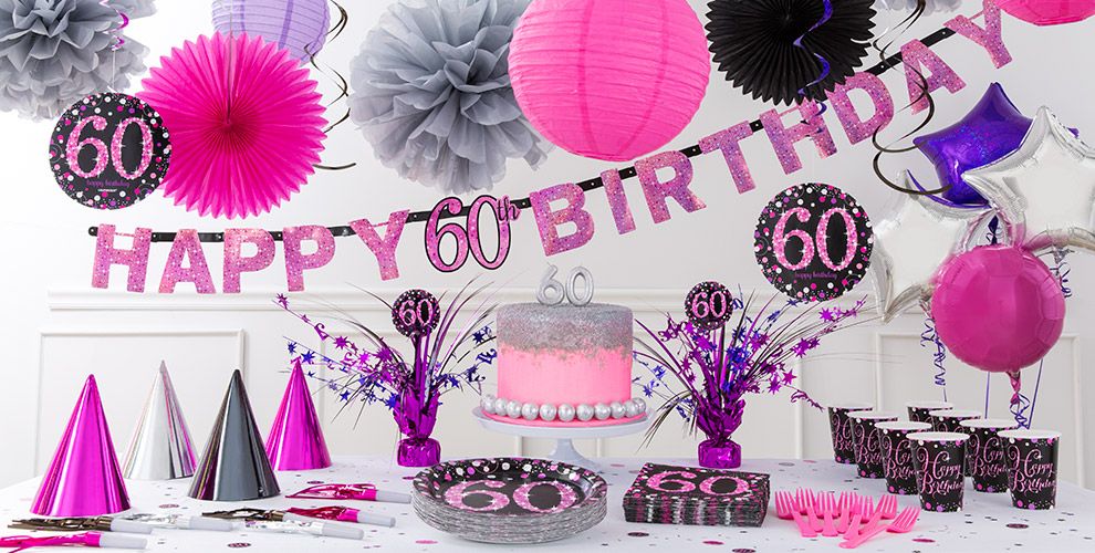 Pink Sparkling Celebration 60th  Birthday  Party  Supplies  